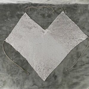Metallic Silver Chainmail Halter Top